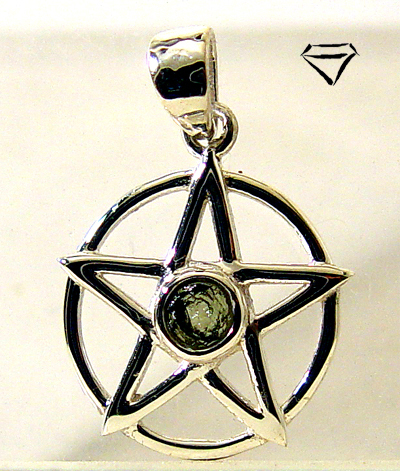 Moldavite pendant Pentagram