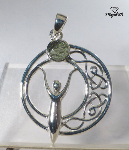 Moldavite pendant "Goddess with Moon"