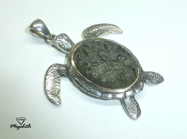 Moldavite "Turtle" pendant